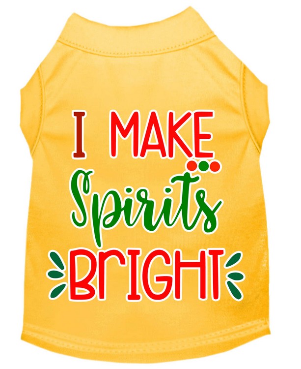 I Make Spirits Bright Screen Print Dog Shirt Yellow XXXL